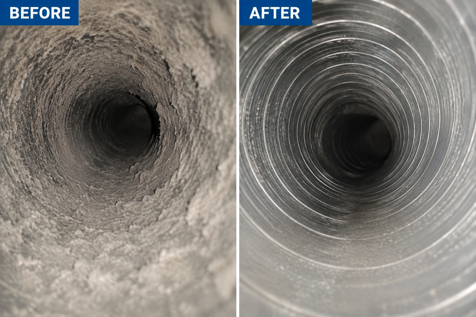 Before and after air duct cleaning result