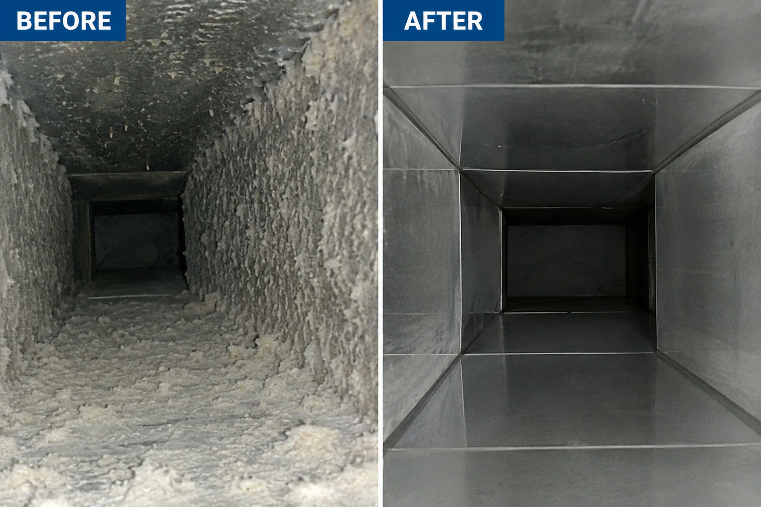 Before and after duct cleaning comparison